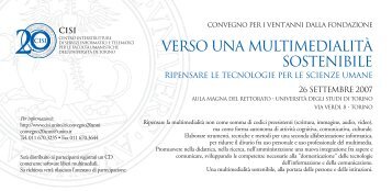 Programma del convegno (pdf) - CISI - UniversitÃ  degli Studi di Torino