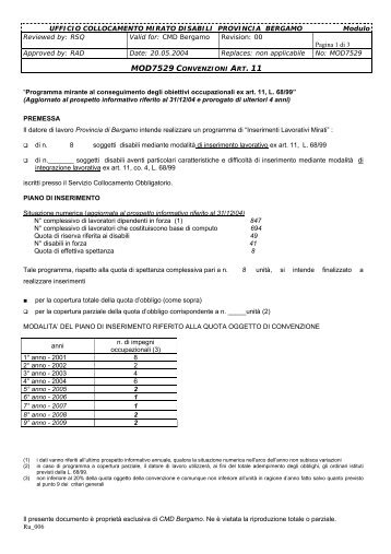 UFFICIO COLLOCAMENTO MIRATO DISABILI PROVINCIA ...