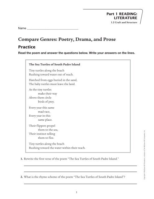 Compare Genres: Poetry, Drama, and Prose - Macmillan/McGraw-Hill