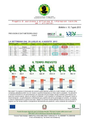 2013 Bollettino Vite del 7 agosto 1696k - Provincia di Bergamo