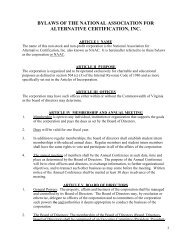 bylaws of the national association for alternative certification, inc.