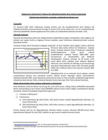 Selgitused ja juhised Eesti Telekom ASi ... - Sorainen
