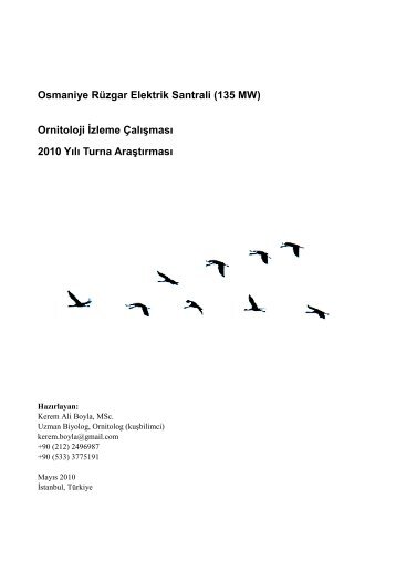Osmaniye Rüzgar Elektrik Santrali (135 MW) Ornitoloji ... - Zorlu Enerji