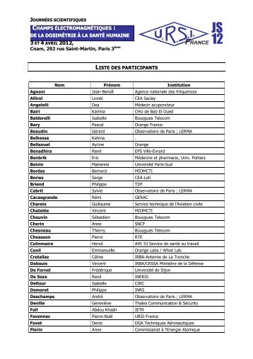 Liste des participants - URSI-France