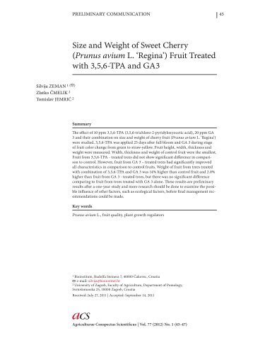Size and Weight of Sweet Cherry (Prunus avium L.'Regina') Fruit ...