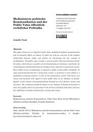 Mediatisierte politische Kommunikation und der Public Value Ã¶ffentlich