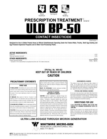 ULD BP-50 - Specimen Label - Batzner Pest Management