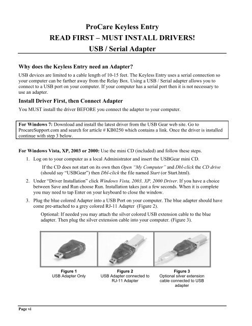 Keyless Entry User Guide - Procare Software