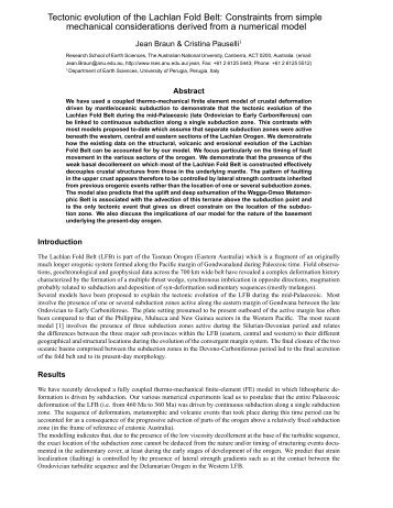 Tectonic evolution of the Lachlan Fold Belt: Constraints from simple ...