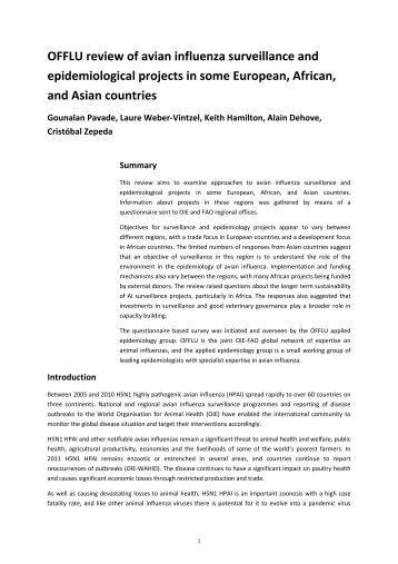 OFFLU review of avian influenza surveillance and ... - OIE Africa