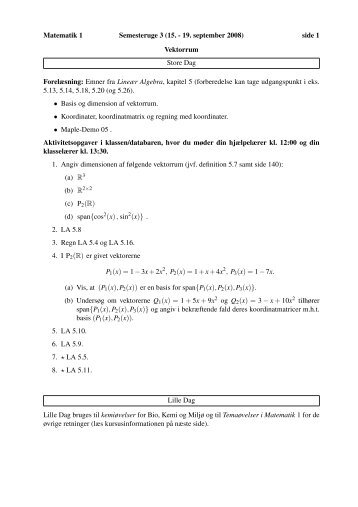 Matematik 1 Semesteruge 3 (15. - 19. september 2008) side 1 ...
