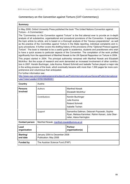 BIM Annual Report 2008 - Ludwig Boltzmann Institut für ...