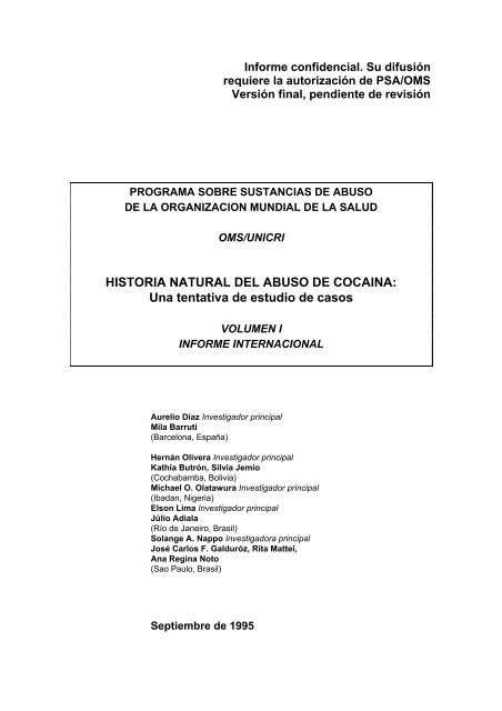 Historia natural del abuso de cocaina