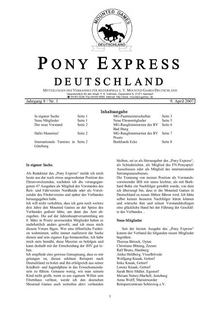 P O NY E XPRE SS - Mounted Games Deutschland