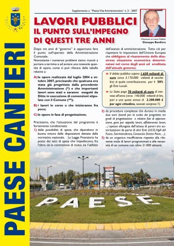 lo stato delle opere pubbliche realizzate ed in ... - Comune di Paese