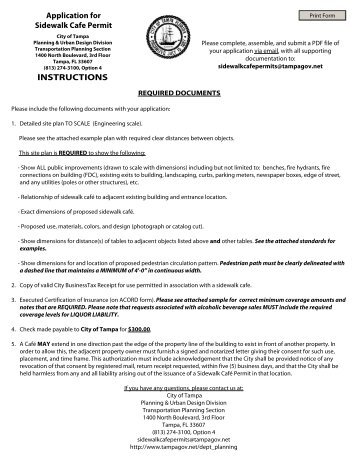 Sidewalk Cafe Permit (fillable PDF) - City of Tampa