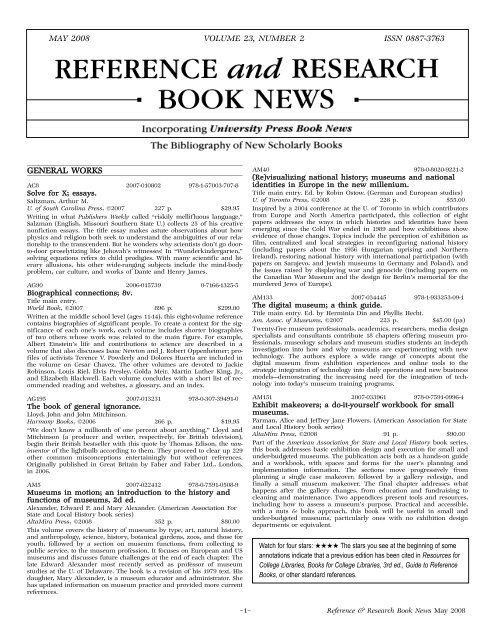 reference and research book news