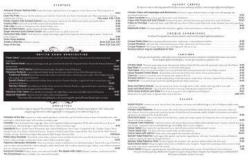 Cafe Patachou Dinner Menu Cafe Patachou Dinner Menu