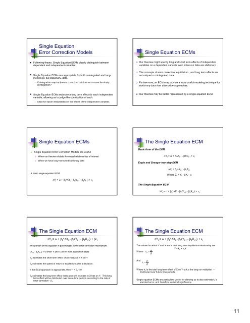 An Introduction to Error Correction Models An Introduction to ECMs ...