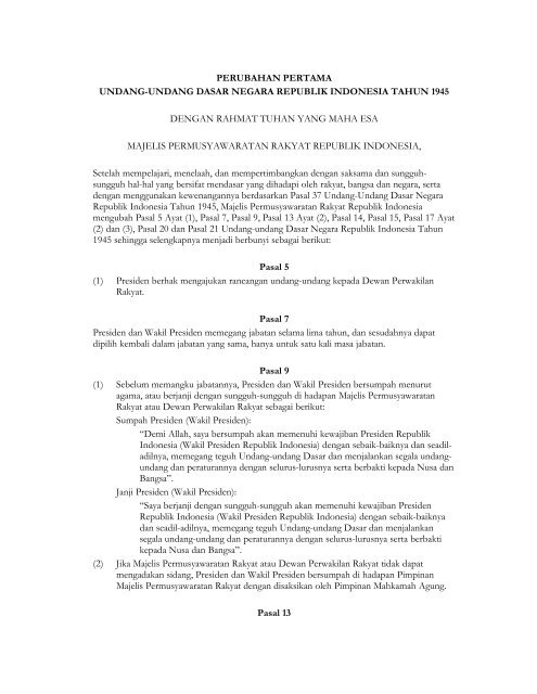 Naskah Uud 1945 Sebelum Amandemen Pdf