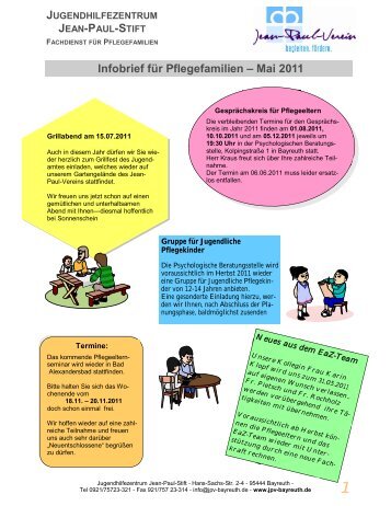 Infobrief Mai 2011 Eltern auf Zeit - Jean-Paul-Verein Bayreuth