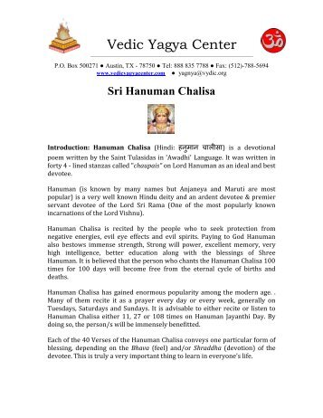 Article of the Month:Hanuman Chalisa - Vedicyagyacenter.com