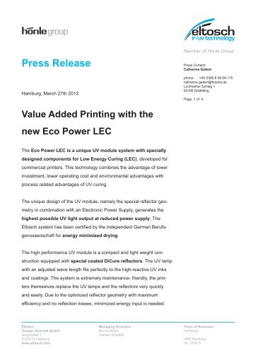 Value Added Printing with the new Eco Power LEC - Eltosch