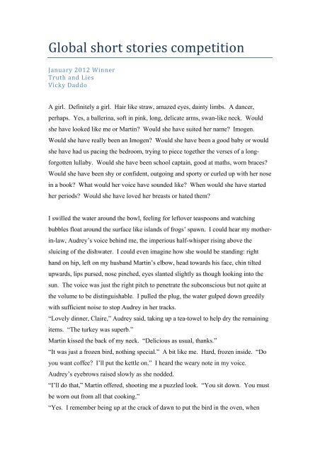 january winning stories 2012 - Global Short Story Competition