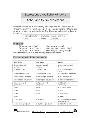 Expressions avec ficher et foutre ficher and foutre ... - French Etc