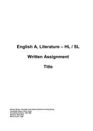 English A, Literature â HL / SL Written Assignment Title