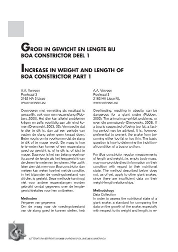 A.A. Verveen Increase of weight and length of Boa constrictor, Part 1 ...