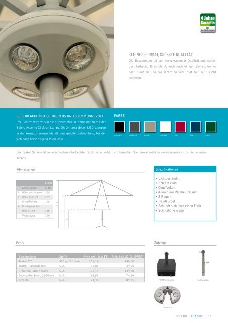 Laterna Preisliste - Solero Parasols