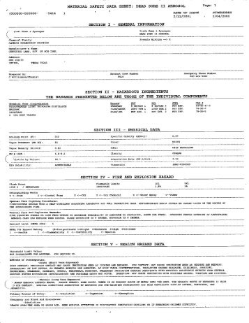 MATERIAL SAFETY DATA SHEET: DEAD SURE II AEROSOL Page: 1