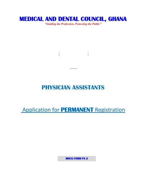 Physican Assistants Forms.pdf - Medical & Dental Council Ghana