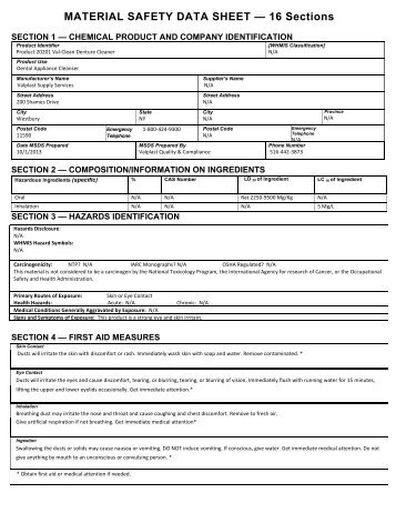 MATERIAL SAFETY DATA SHEET - Henry Schein