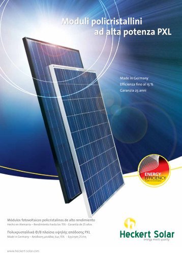 Moduli policristallini ad alta potenza PXL - Heckert Solar