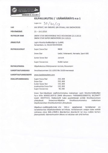 KILPAILUKUTSU / LISAMAAnAvS n:o 1