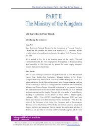 The Ministry of the Kingdom Part II - Vineyard Biblical Institute