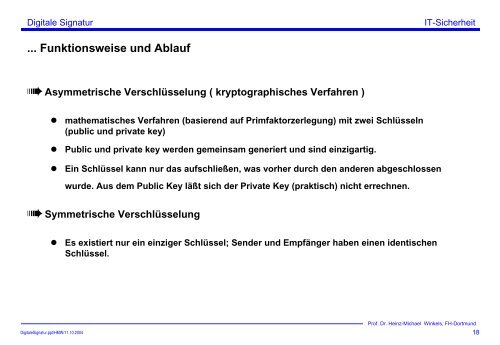 Digitale Signatur - Prof. Dr. Heinz-Michael Winkels