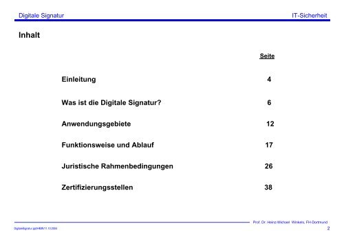 Digitale Signatur - Prof. Dr. Heinz-Michael Winkels