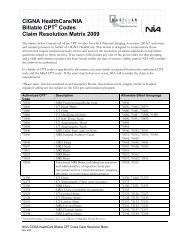 CIGNA HealthCare/NIA Billable CPT Codes Claim Resolution Matrix ...