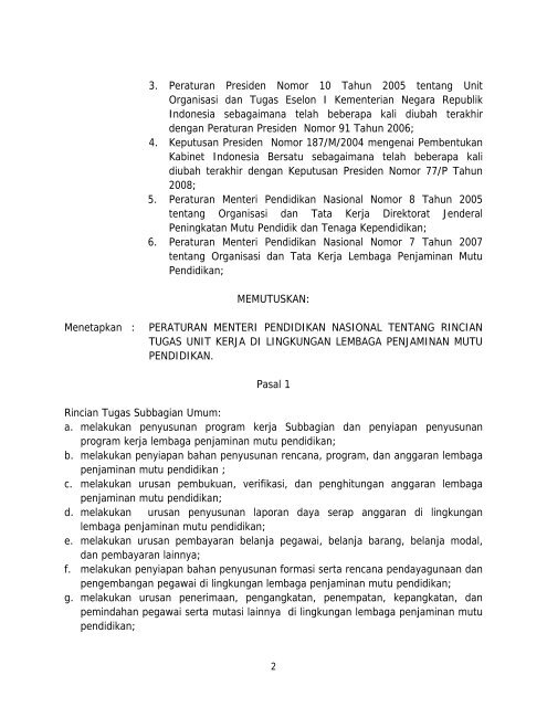 Rincian Tugas Unit Kerja di Lingkungan Lembaga Penjaminan Mutu ...