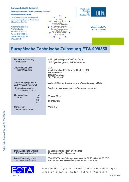 ETA-09/0350 - MKT Metall-Kunststoff-Technik GmbH & Co. KG