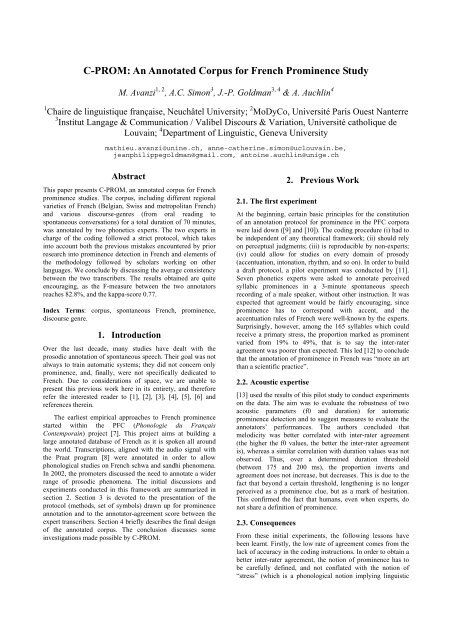 C-PROM: An Annotated Corpus for French Prominence ... - GBIF.ch