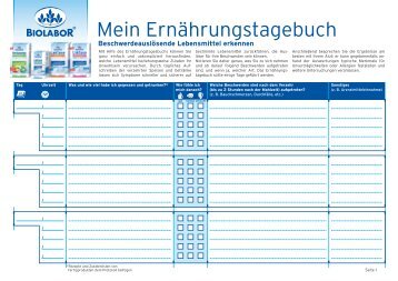 Ernährungstagebuch - Biolabor