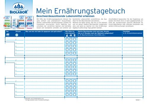 Ernährungstagebuch - Biolabor