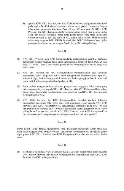 PERATURAN KOMISI PEMILIHAN UMUM NOMOR 18 TAHUN 2008 ...