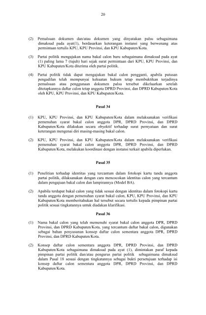 PERATURAN KOMISI PEMILIHAN UMUM NOMOR 18 TAHUN 2008 ...