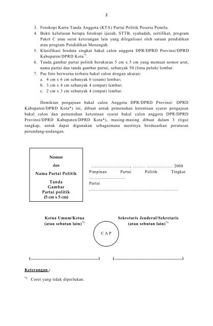 PERATURAN KOMISI PEMILIHAN UMUM NOMOR 18 TAHUN 2008 ...