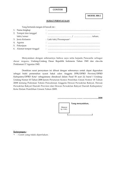 PERATURAN KOMISI PEMILIHAN UMUM NOMOR 18 TAHUN 2008 ...